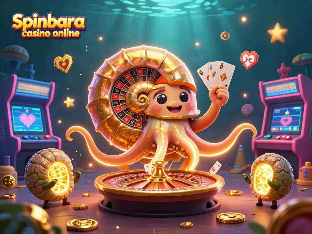 Engage with spinbara casino online, where a giant nautilus and glowing ammonite illuminate the thrill of gaming.