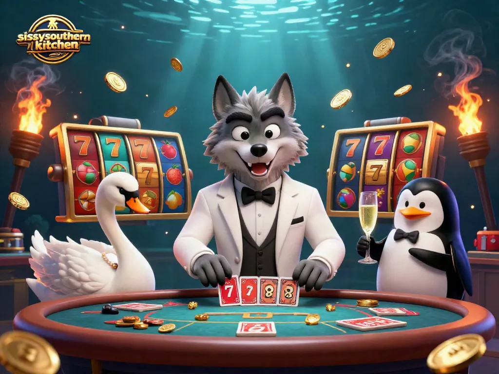 Experience exciting gameplay at sissyssouthernkitchen, featuring an animated baccarat scene with vibrant casino visuals.